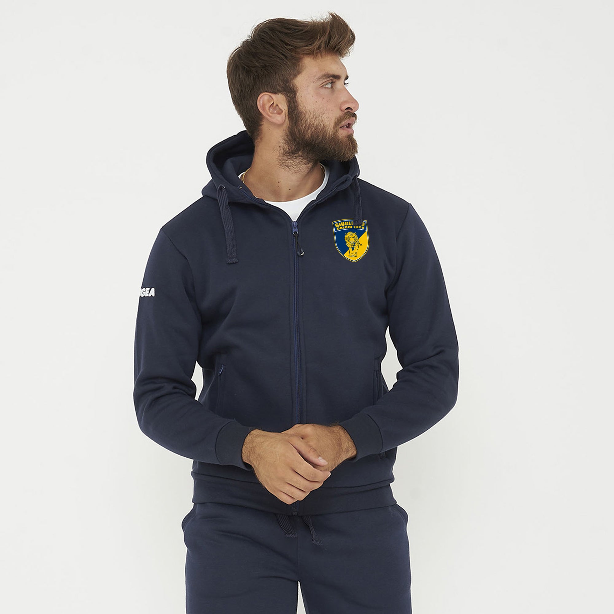 Felpa con cappuccio e zip blu - Giugliano Calcio