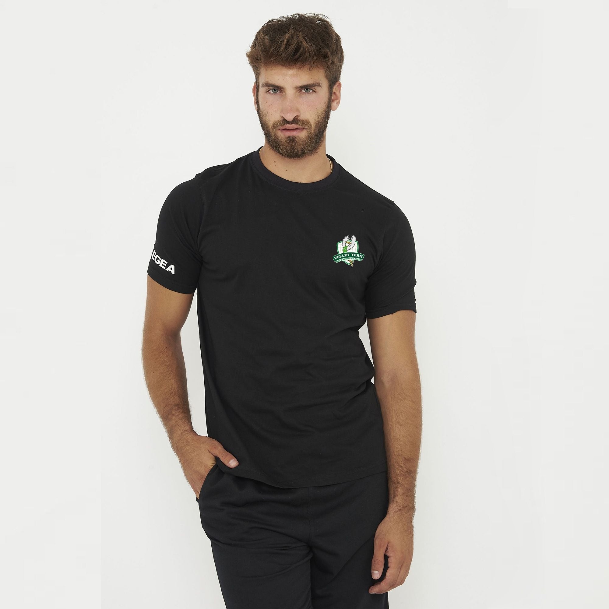Sort bomulds T-shirt med rund hals - Volley Team San Giacomo