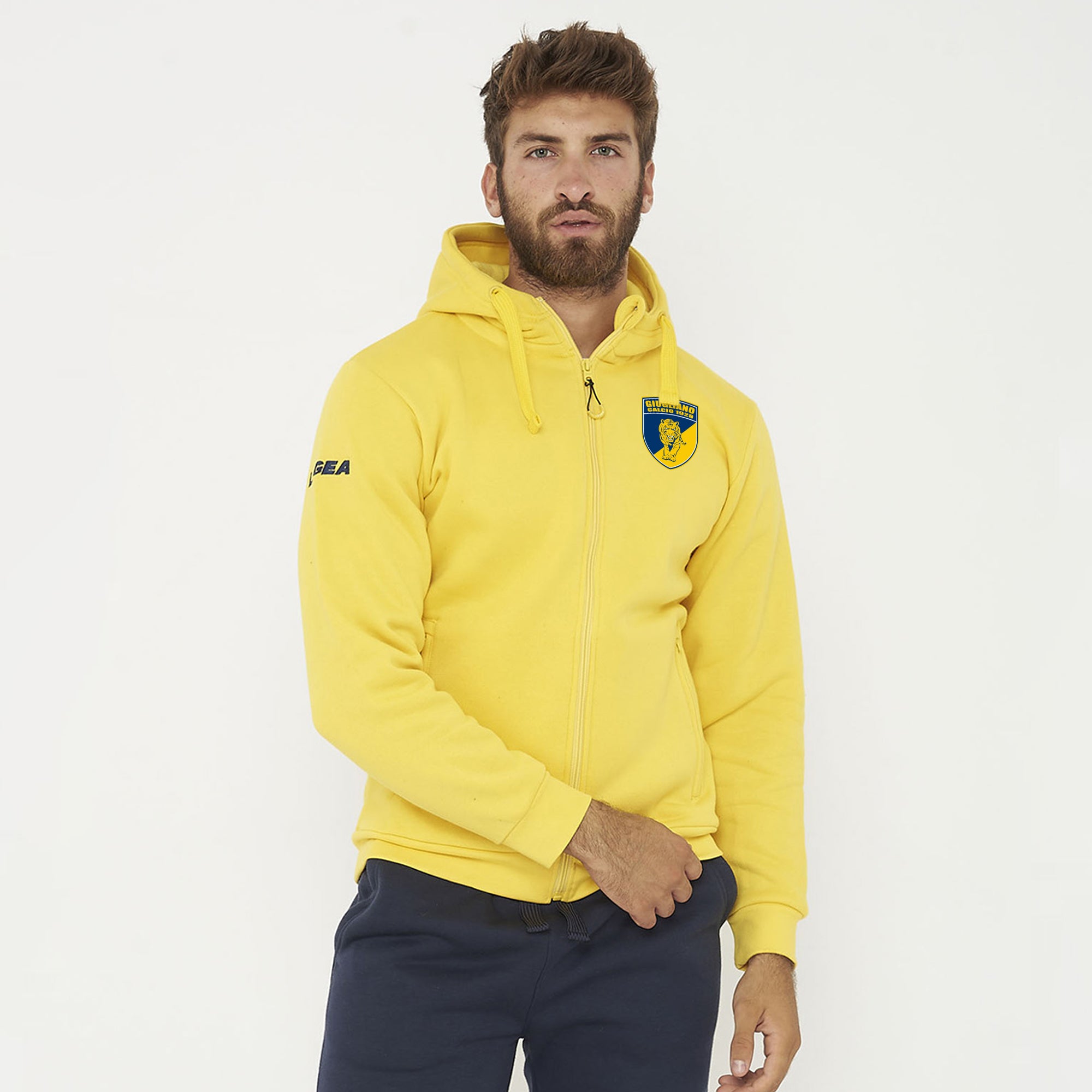 Felpa con cappuccio e zip gialla - Giugliano Calcio