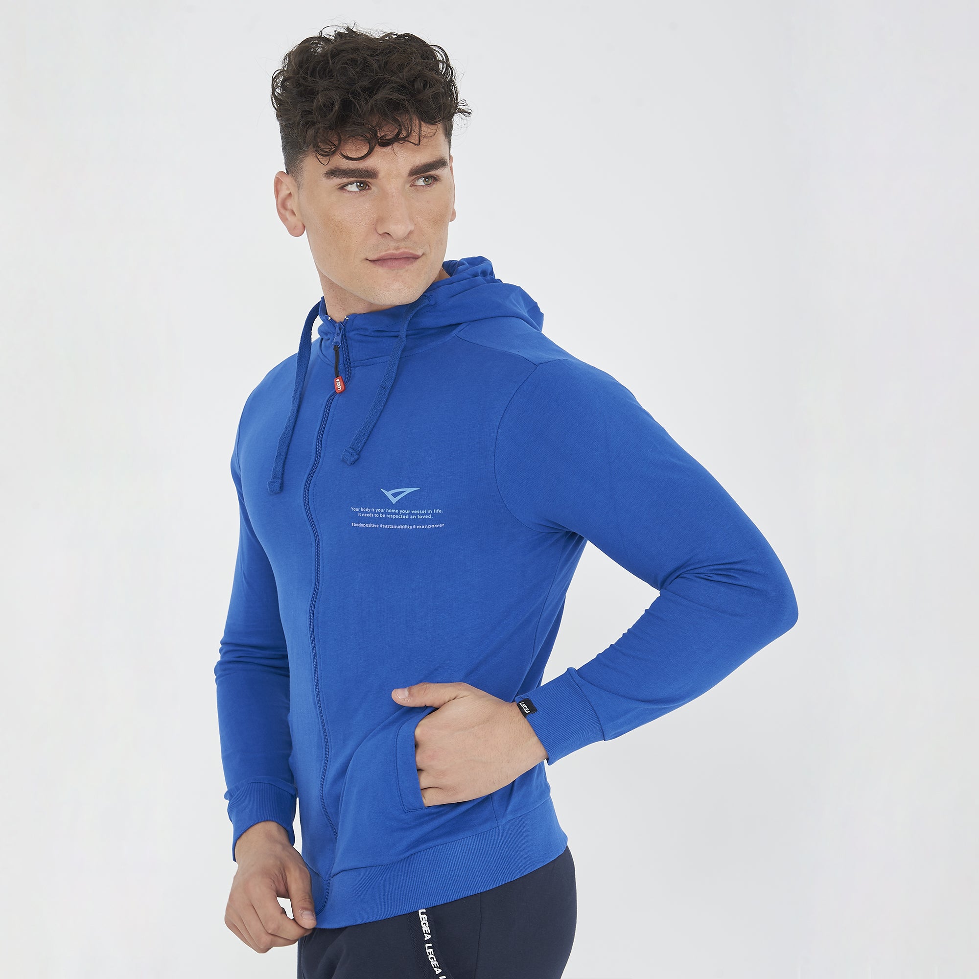 Felpa leggera in cotone con zip e cappuccio Raya