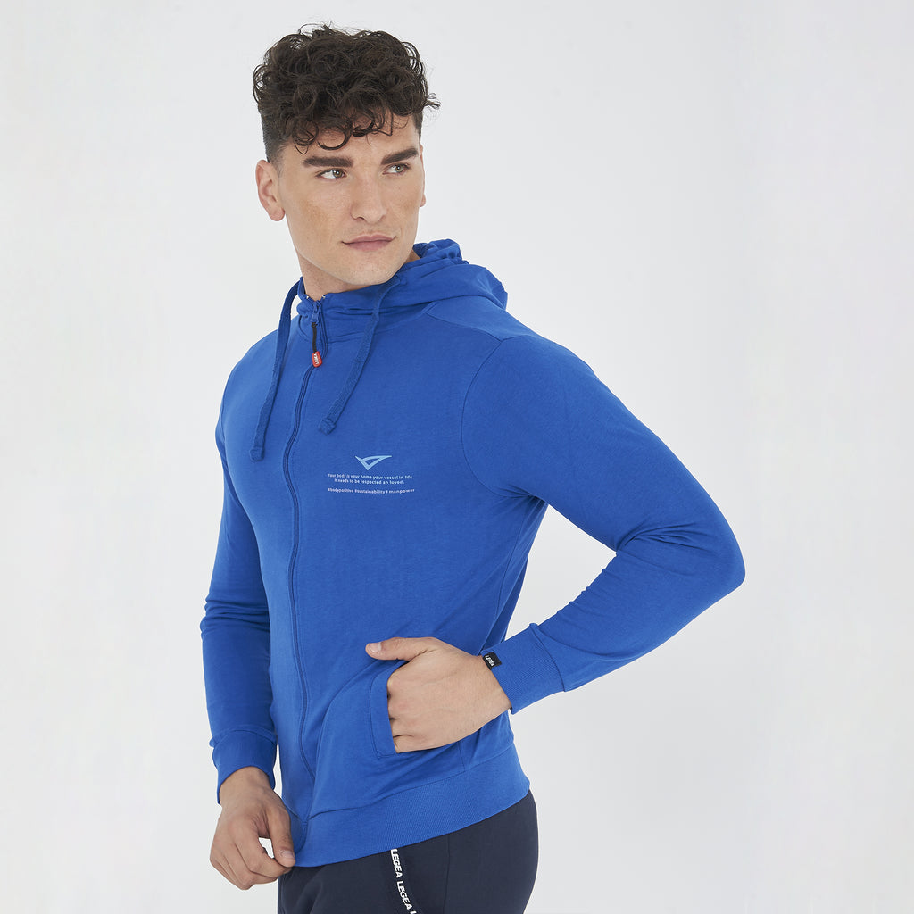 Felpa leggera in cotone con zip e cappuccio Raya