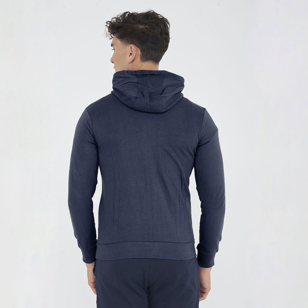 Felpa leggera in cotone con zip e cappuccio Raya