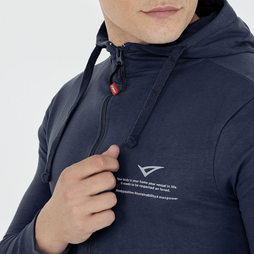 Felpa leggera in cotone con zip e cappuccio Raya