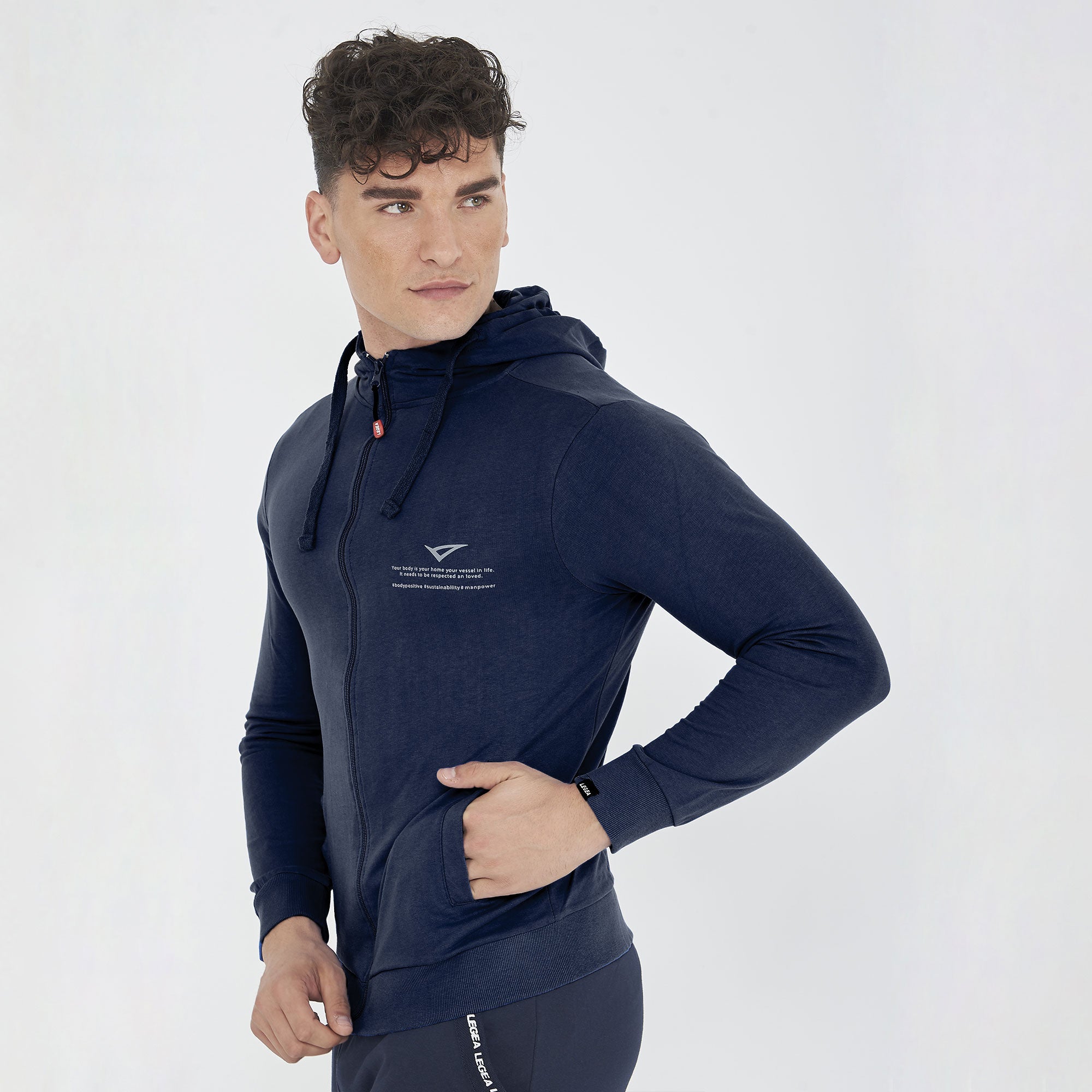Felpa leggera in cotone con zip e cappuccio Raya
