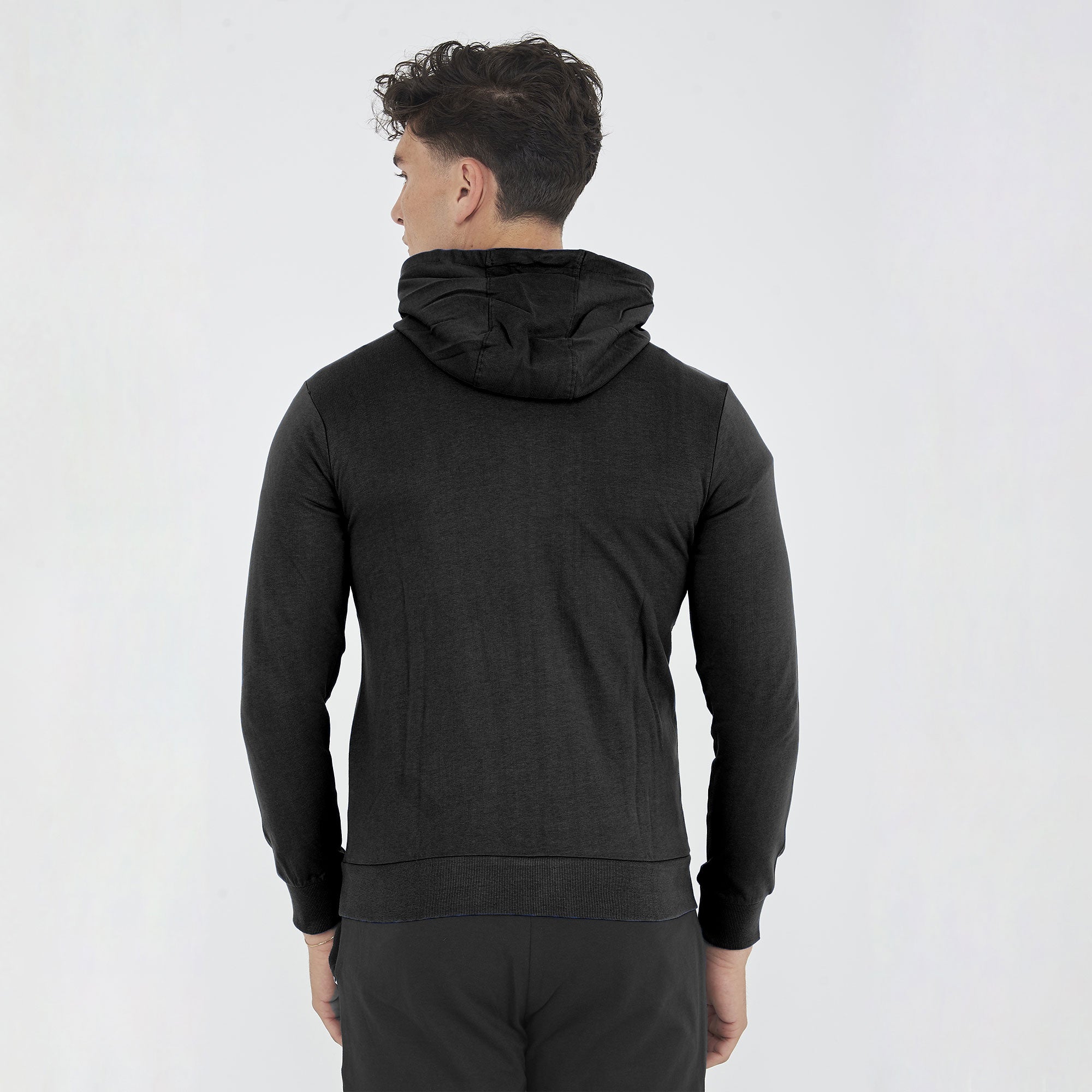 Felpa leggera in cotone con zip e cappuccio Raya