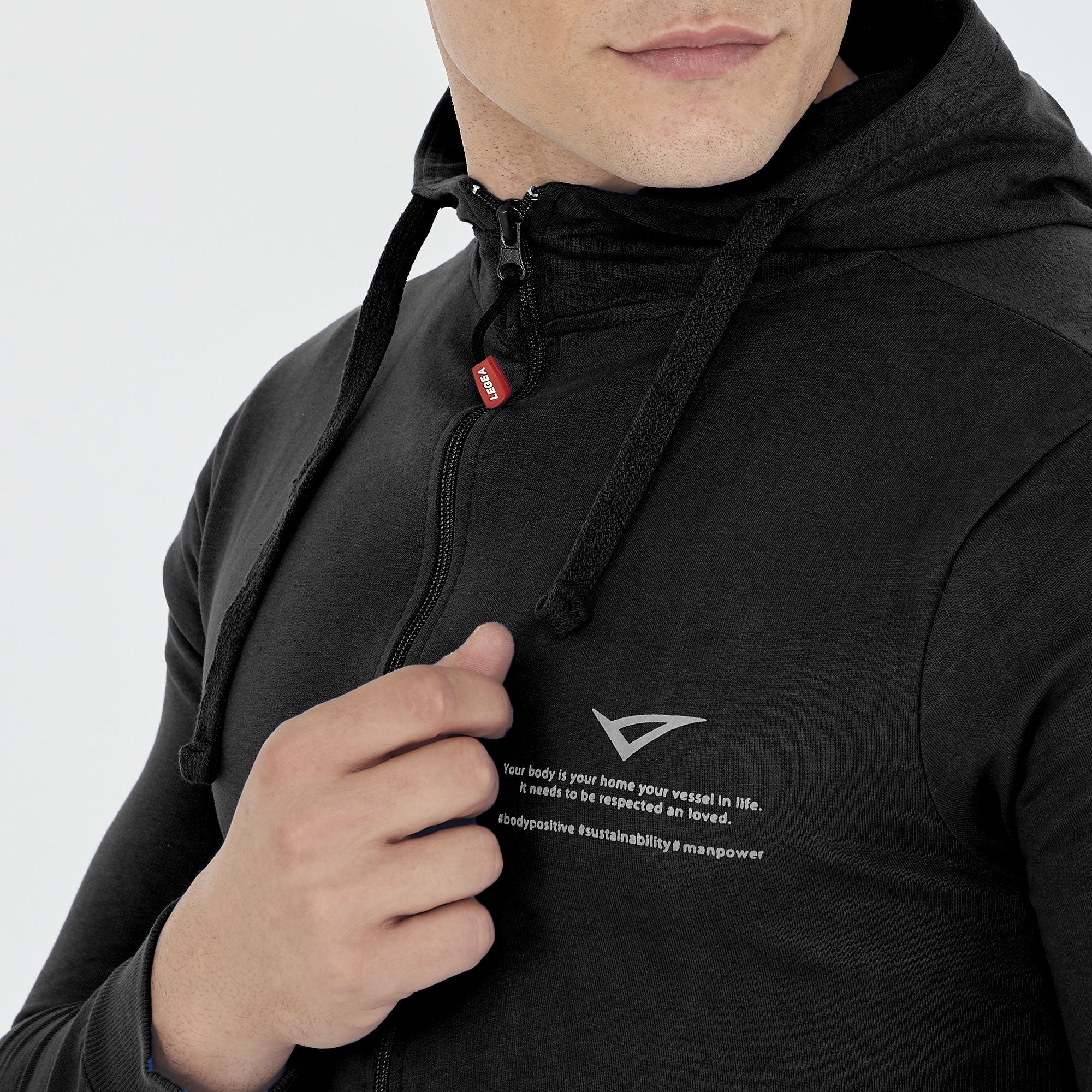 Felpa leggera in cotone con zip e cappuccio Raya