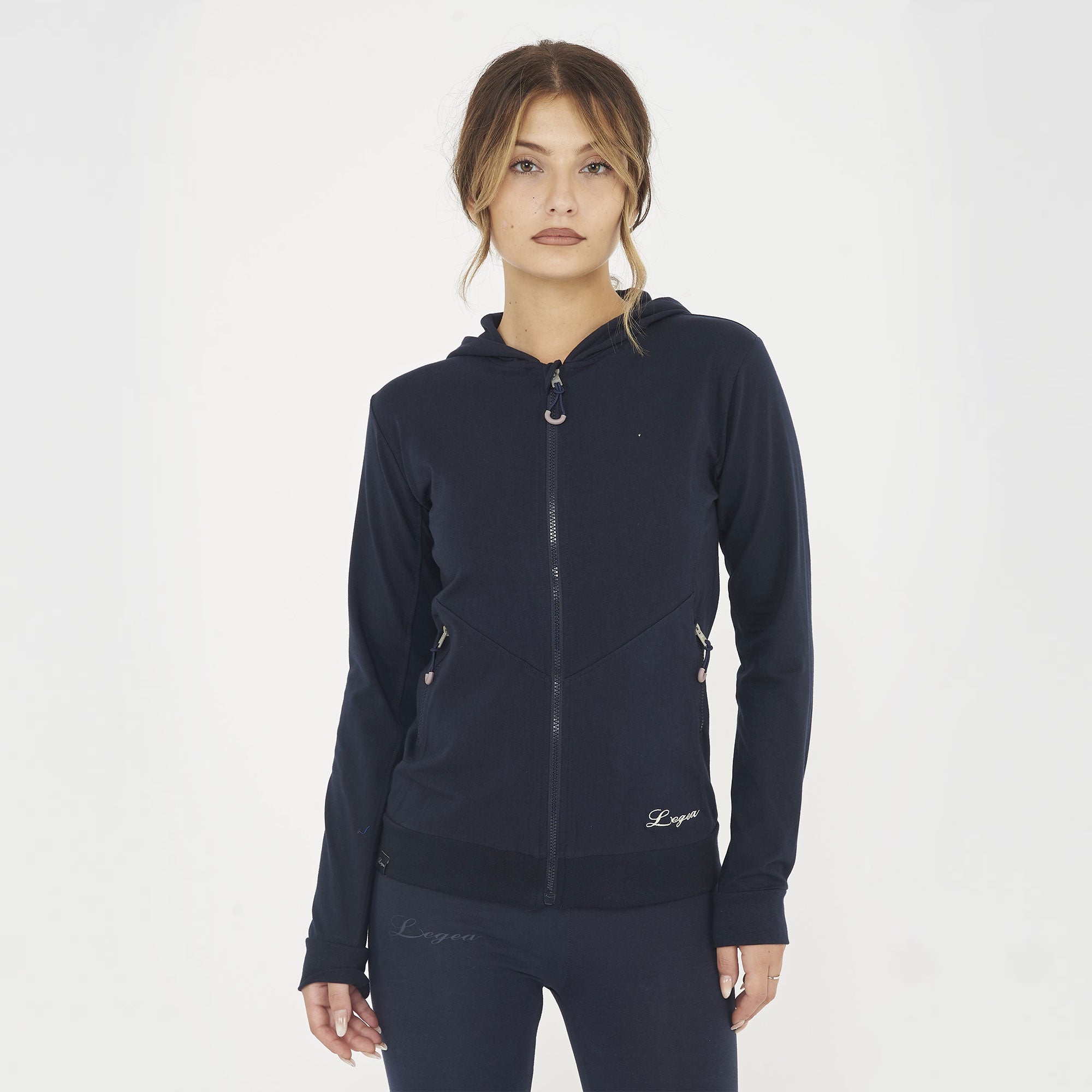 Felpa leggera con zip e cappuccio Layca