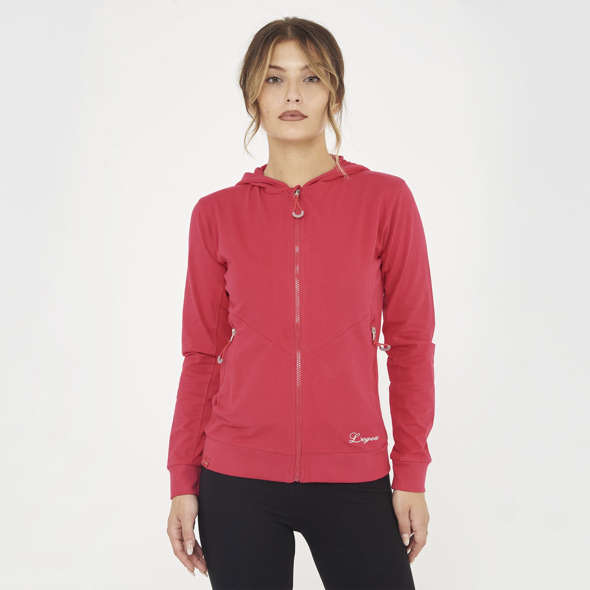 Felpa leggera con zip e cappuccio Layca