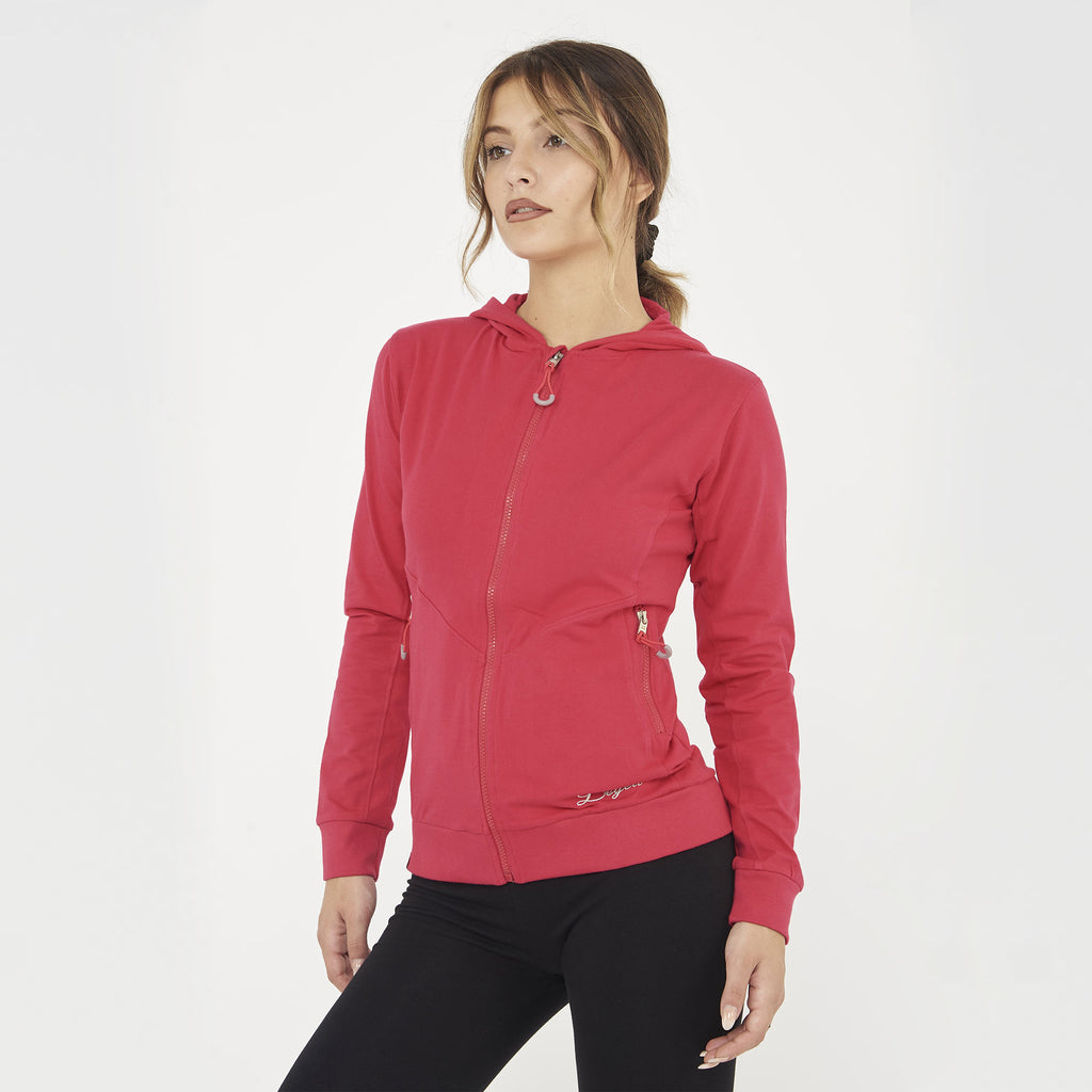 Felpa leggera con zip e cappuccio Layca