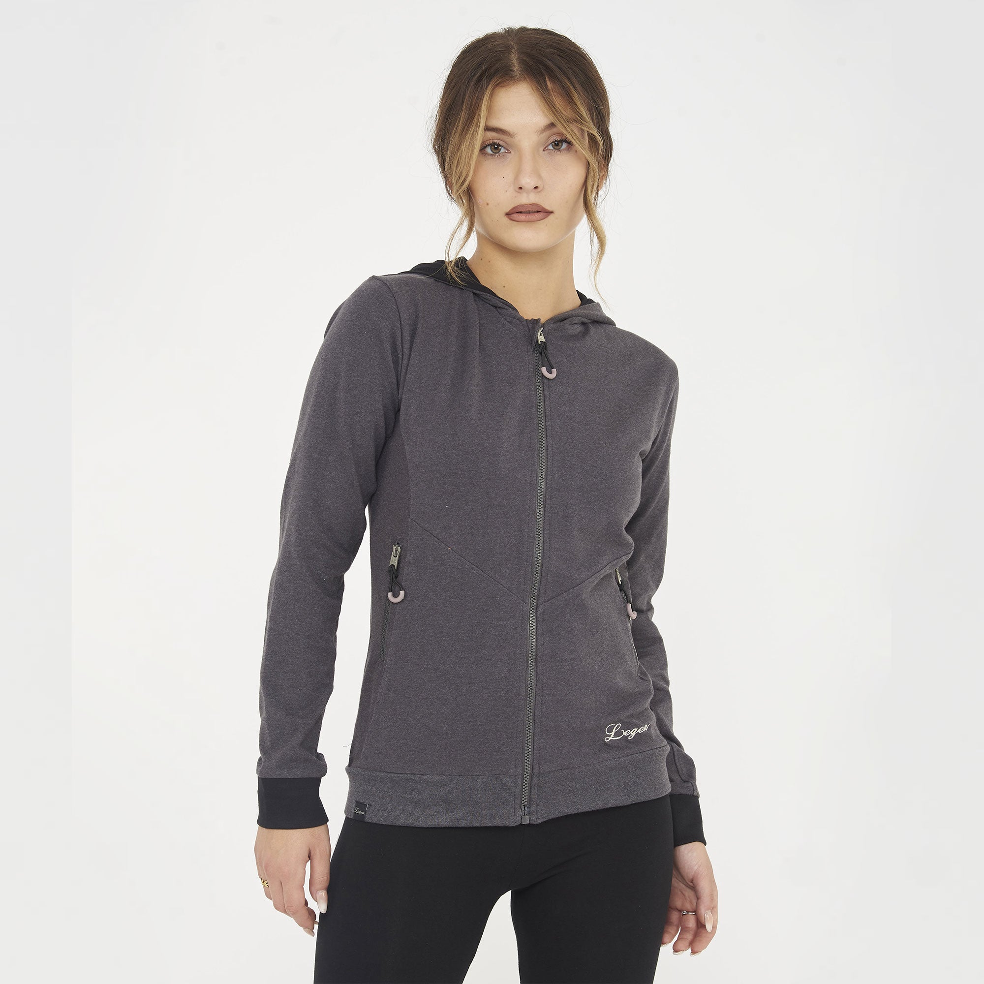 Felpa leggera con zip e cappuccio Layca