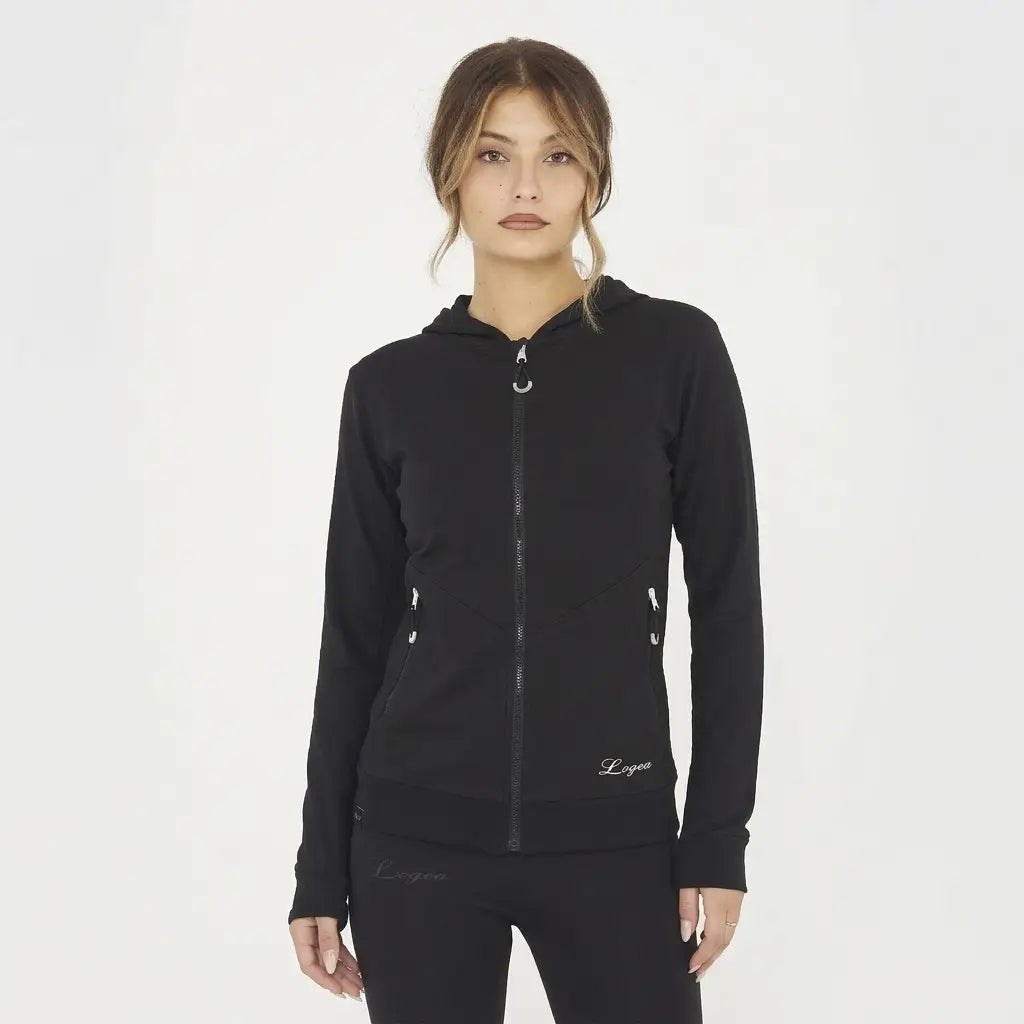 Felpa leggera con zip e cappuccio Layca