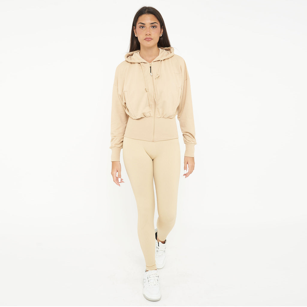 Giacca crop in cotone con zip e cappuccio Trixy