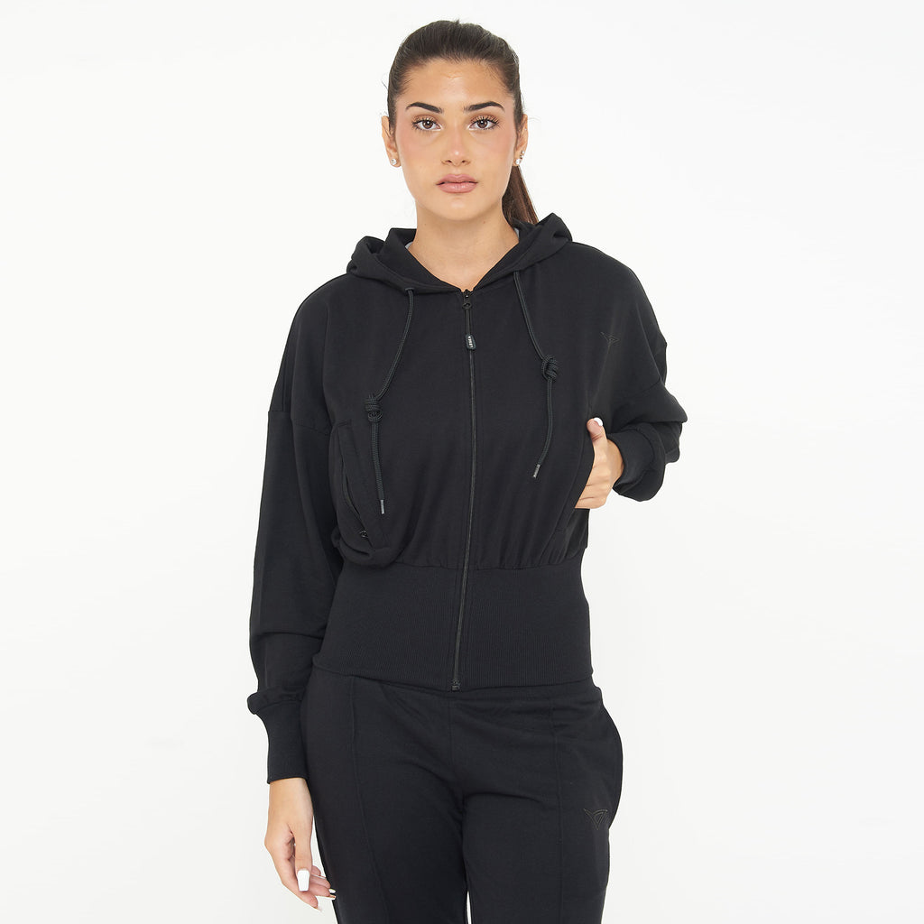 Giacca crop in cotone con zip e cappuccio Trixy