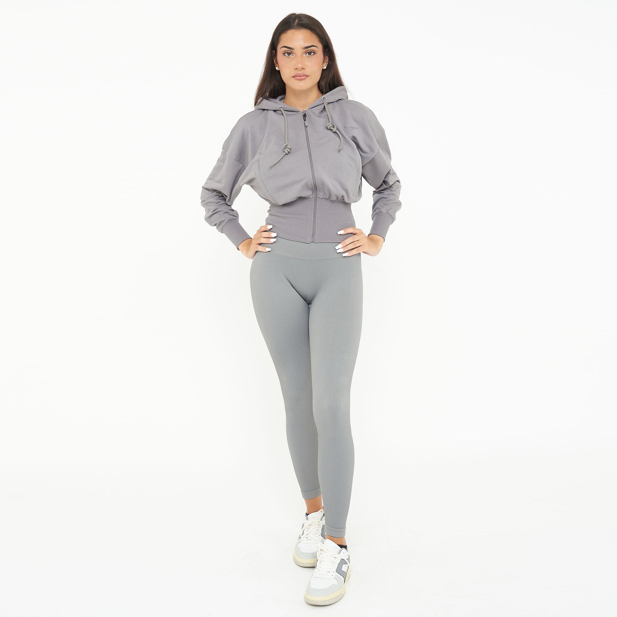 Giacca crop in cotone con zip e cappuccio Trixy
