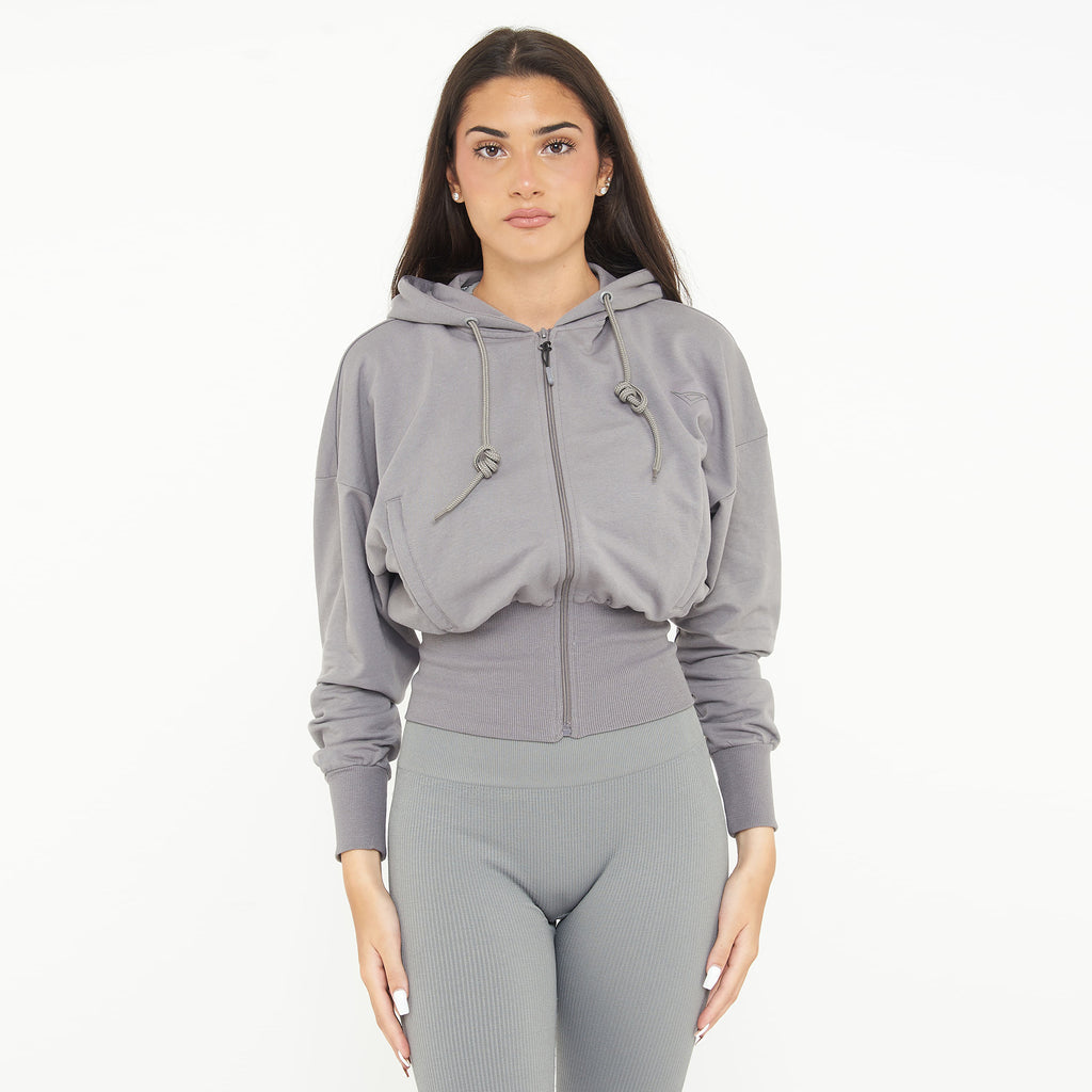 Giacca crop in cotone con zip e cappuccio Trixy