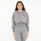 Giacca crop in cotone con zip e cappuccio Trixy