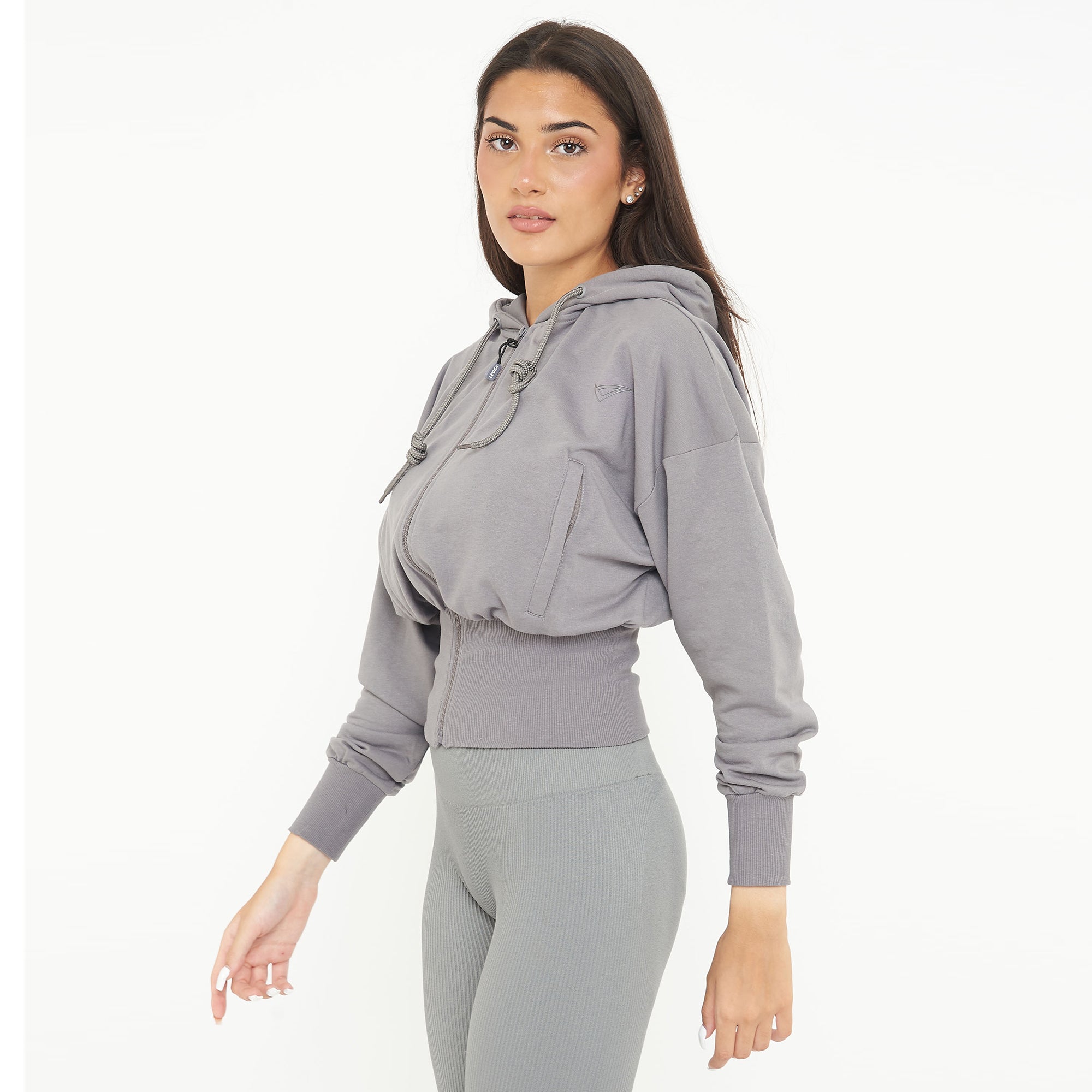 Giacca crop in cotone con zip e cappuccio Trixy