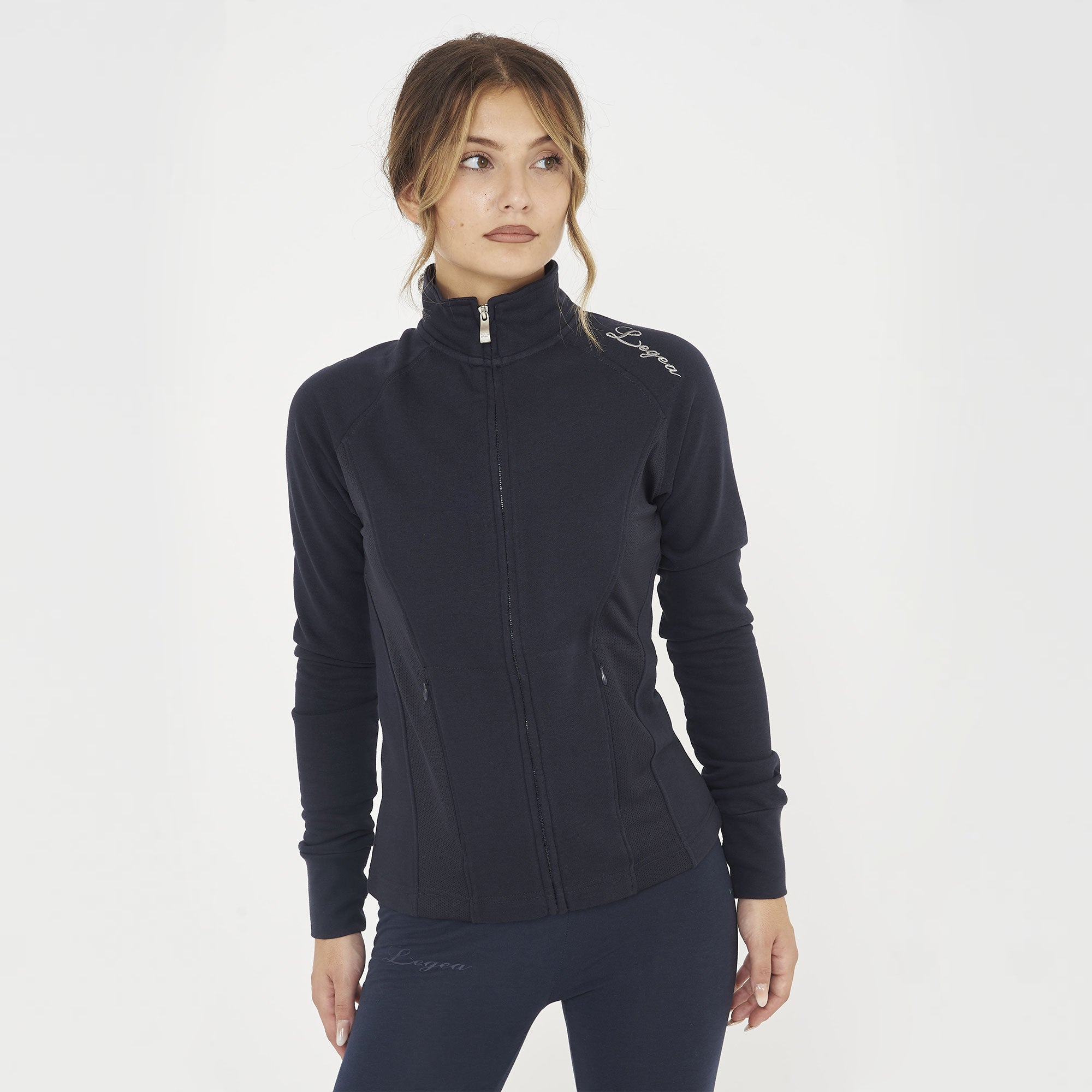 Felpa slim in cotone con zip Dafne