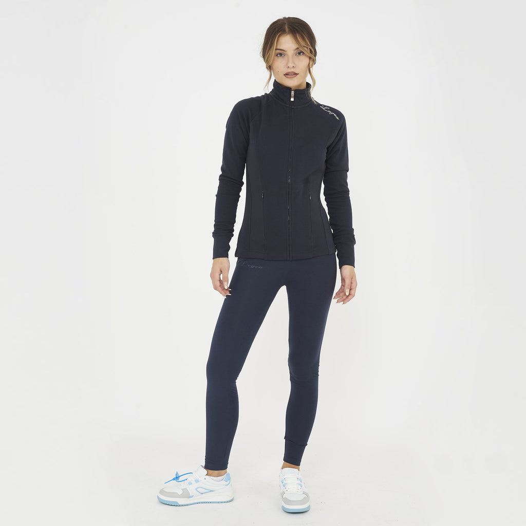 Felpa slim in cotone con zip Dafne