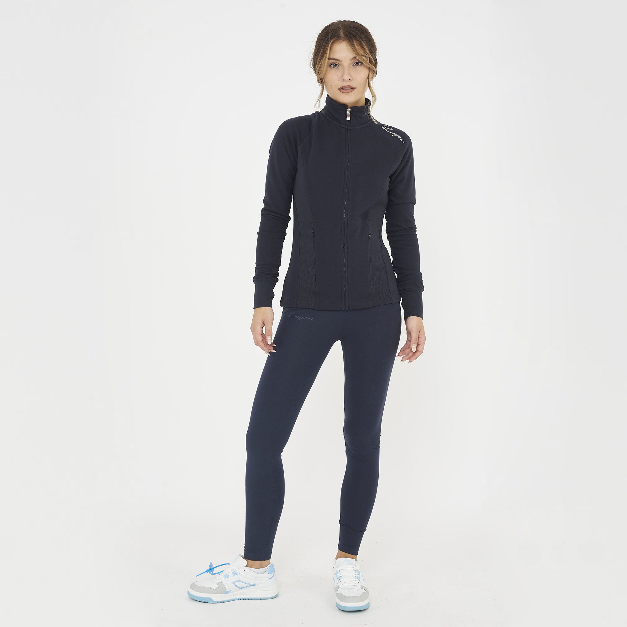 Felpa slim in cotone con zip Dafne