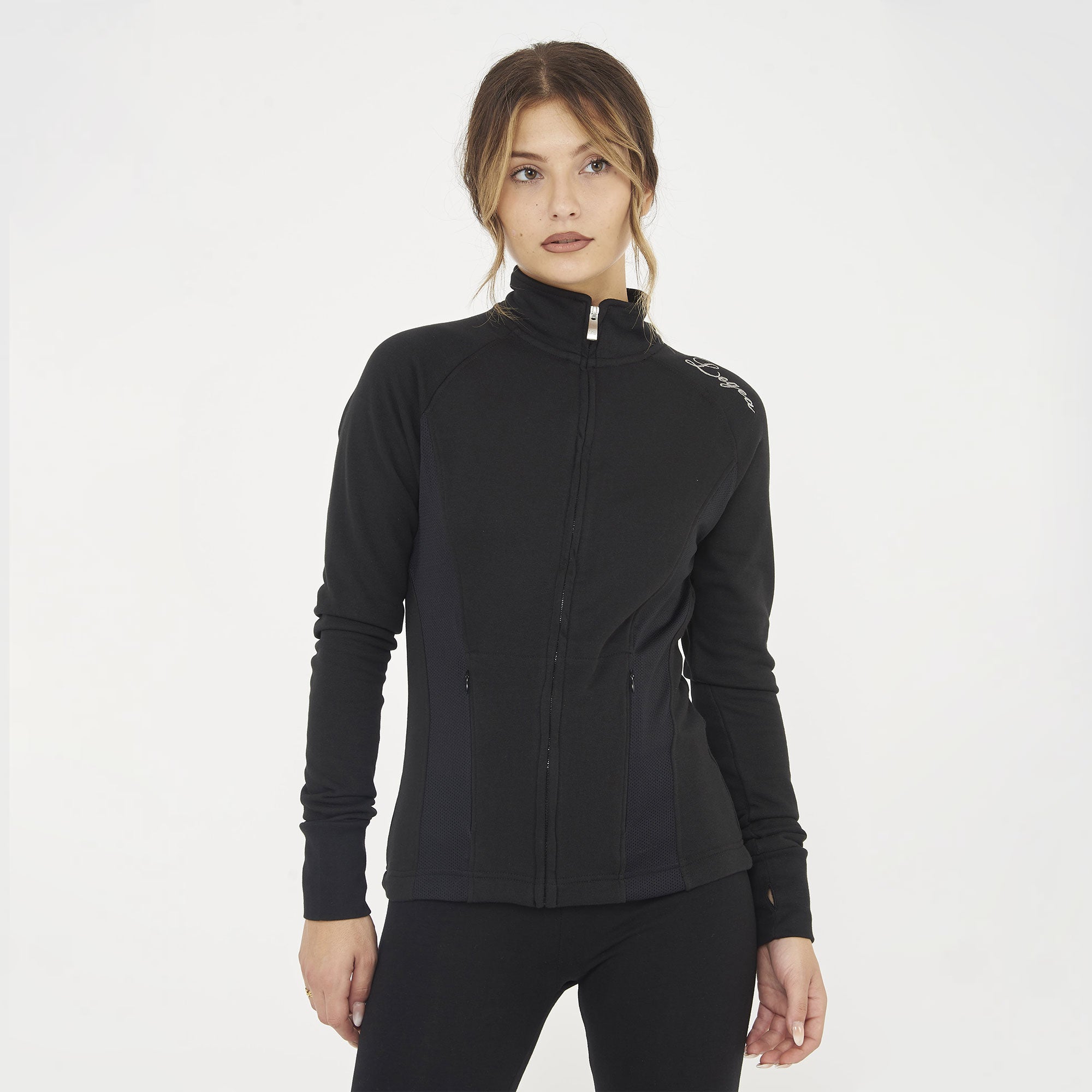 Felpa slim in cotone con zip Dafne