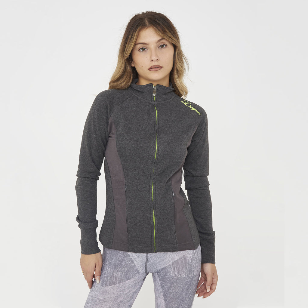 Felpa slim in cotone con zip Dafne
