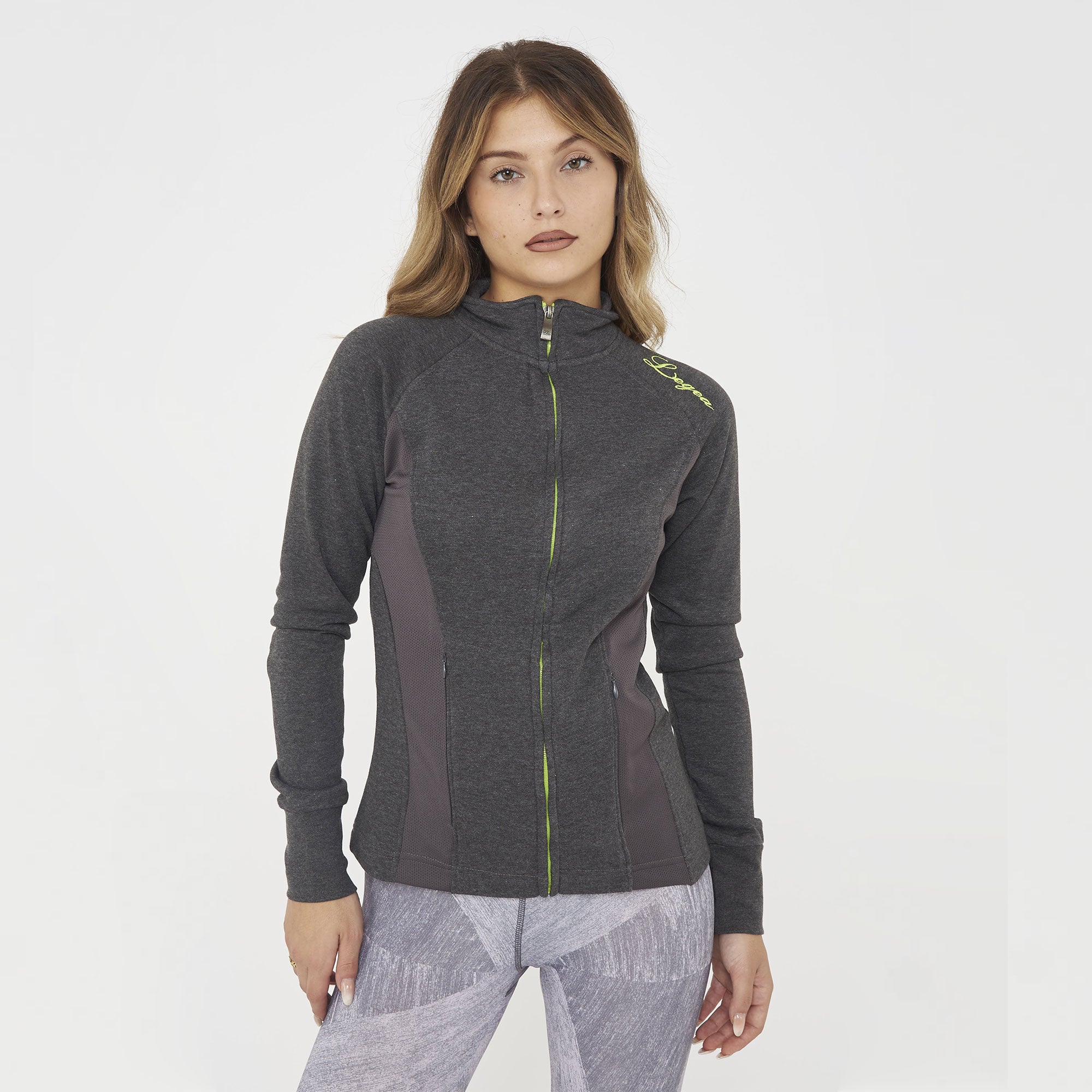 Felpa slim in cotone con zip Dafne