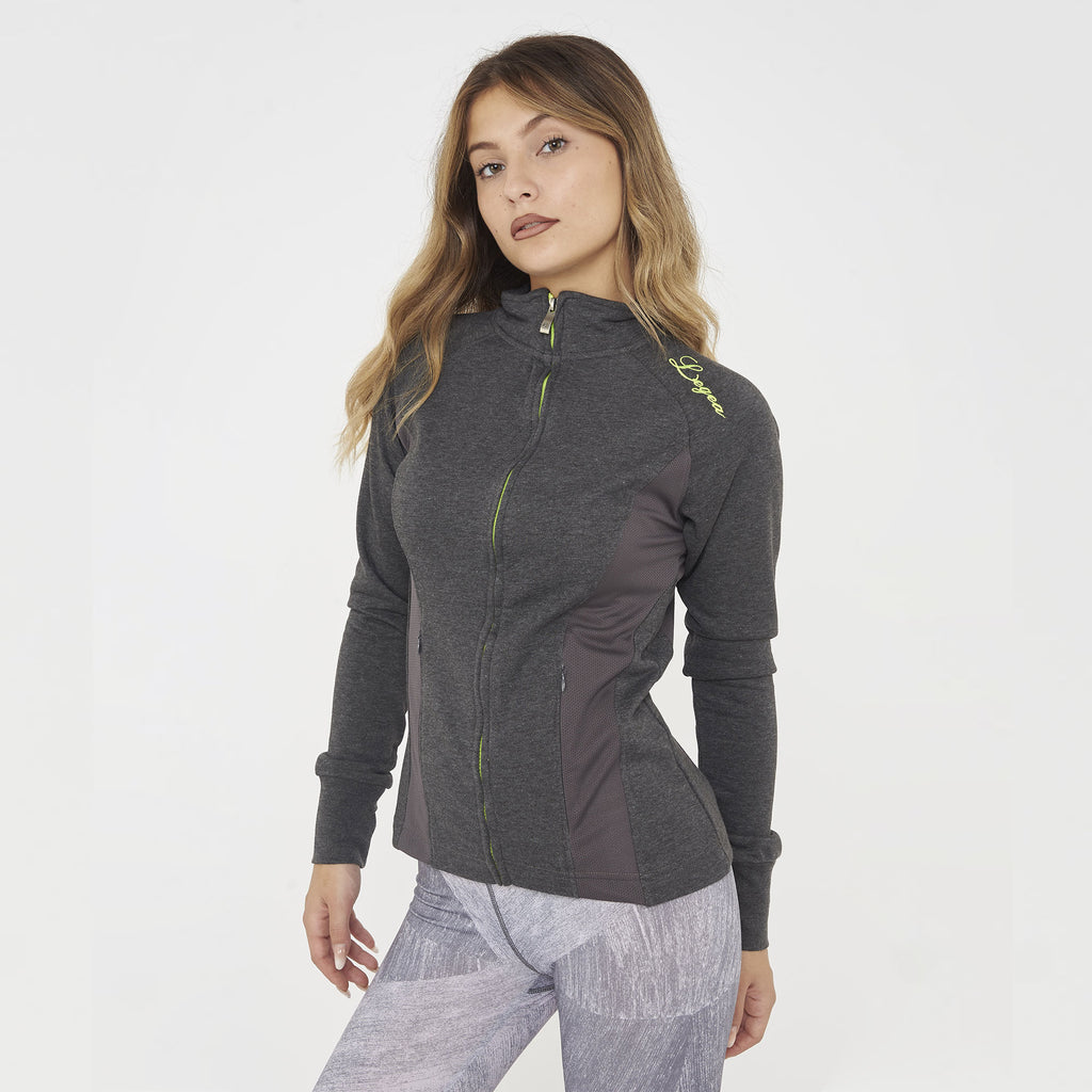 Felpa slim in cotone con zip Dafne