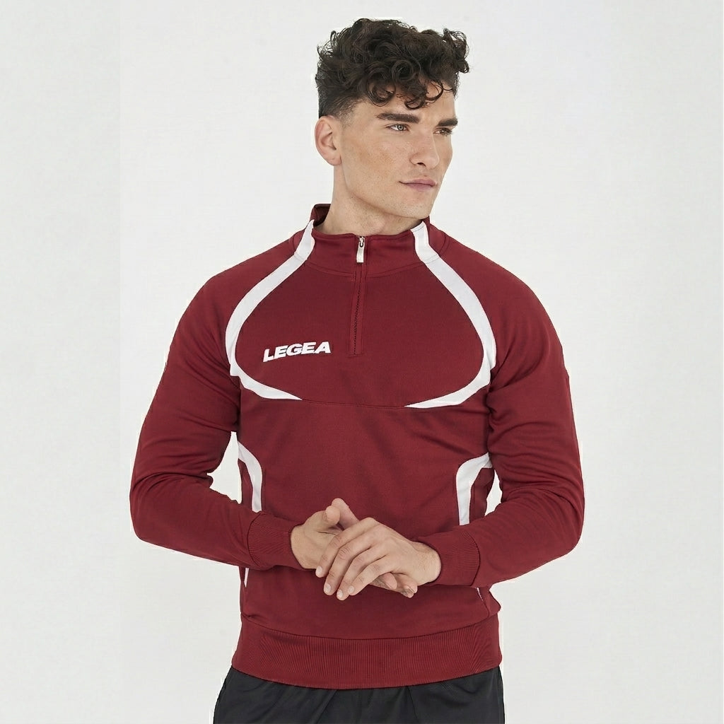 Giacca da allenamento con mezza zip Algeria - Granata | Bianco - 2XL