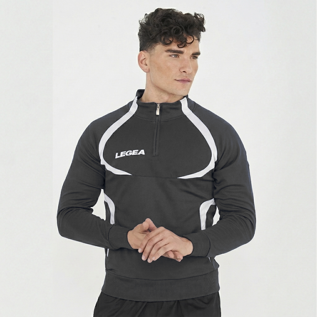 Giacca da allenamento con mezza zip Algeria - Nero | Bianco - 2XL
