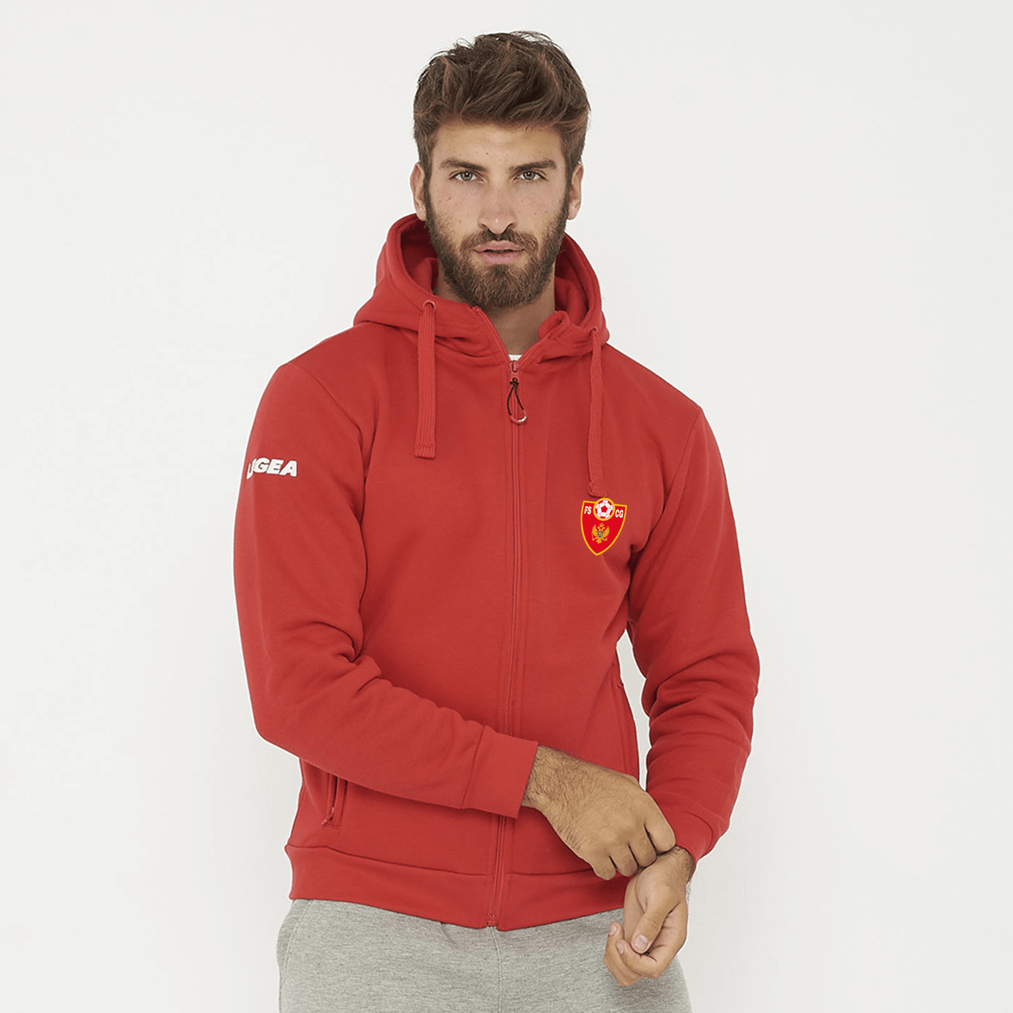 Felpa con cappuccio e zip rossa - Montenegro