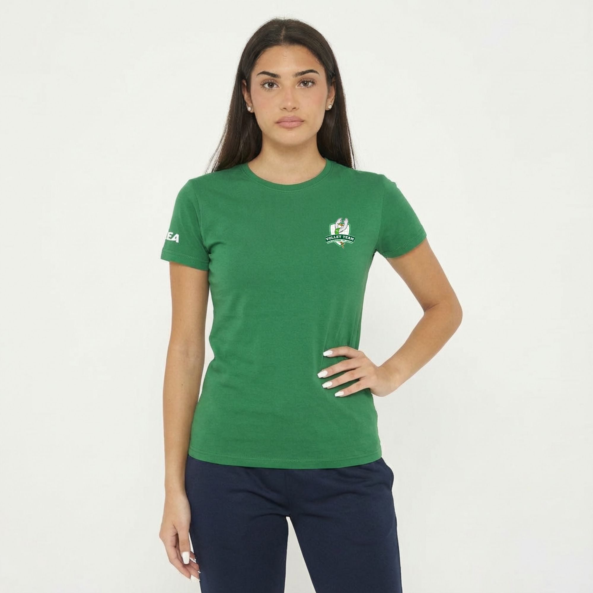 Grøn bomulds T-shirt med rund hals - Volley Team San Giacomo